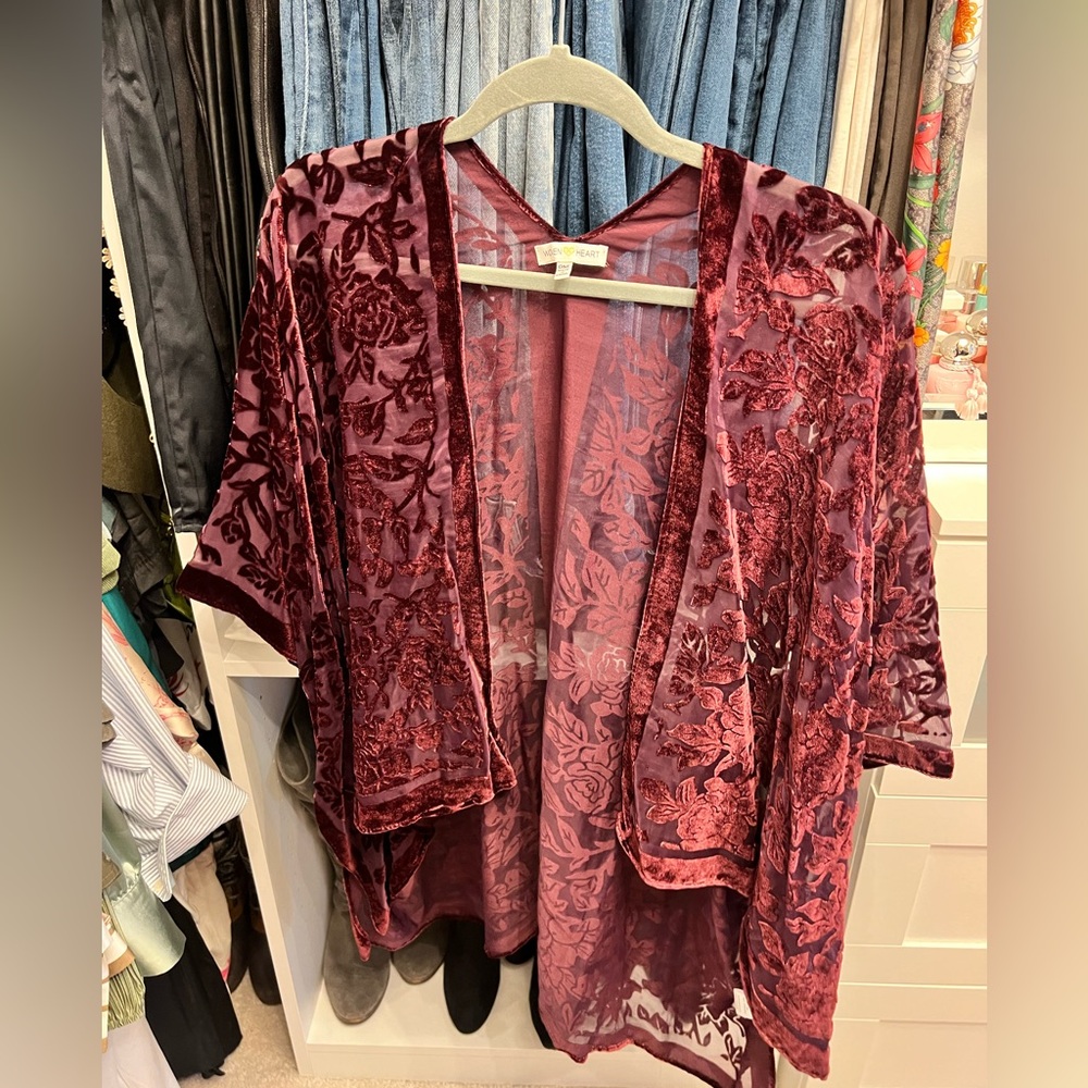 Woven Heart Velvet Kimono